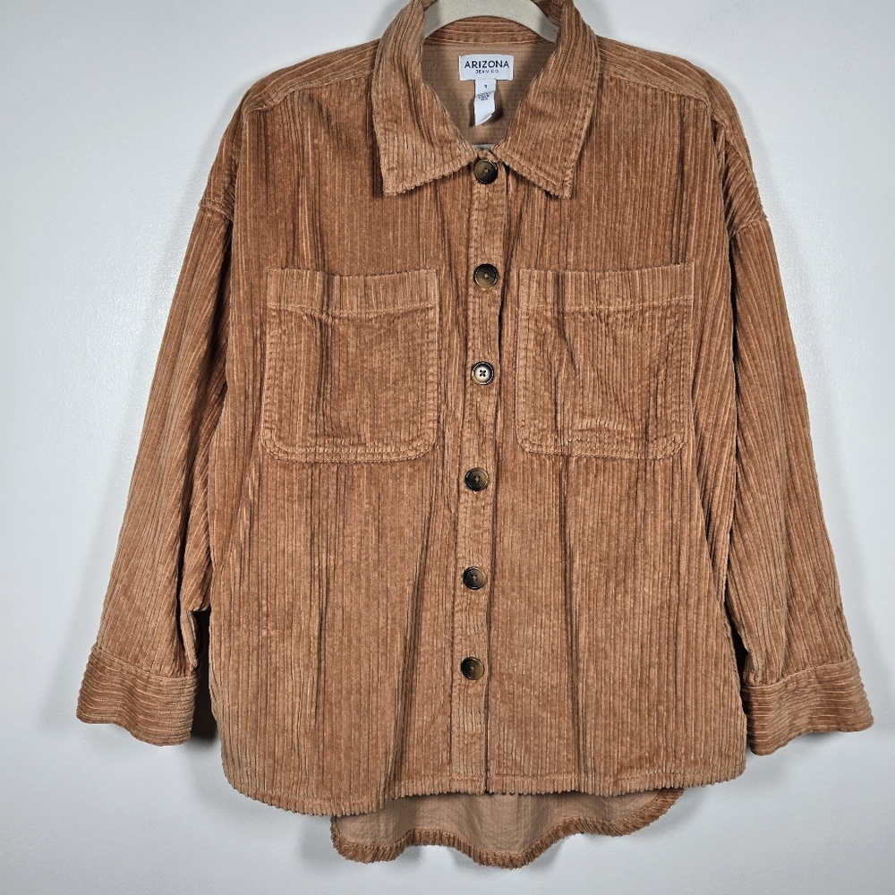 Arizona Tan Oversized Soft Corduroy Button Down Shirt Jacket Shacket Size Small